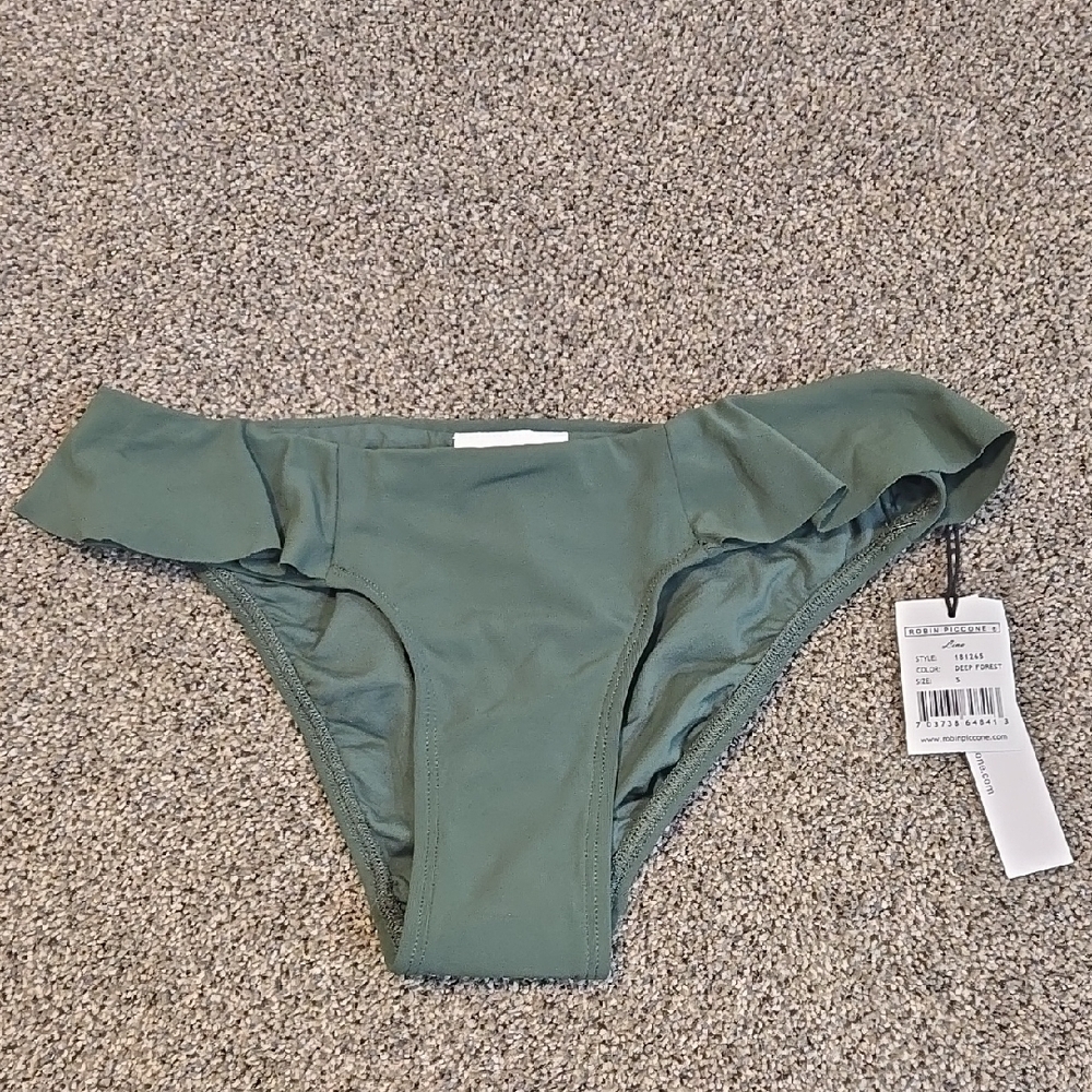 NWT Robin Piccone Deep Forest Olive Green Women's Swim Bottom Sz S